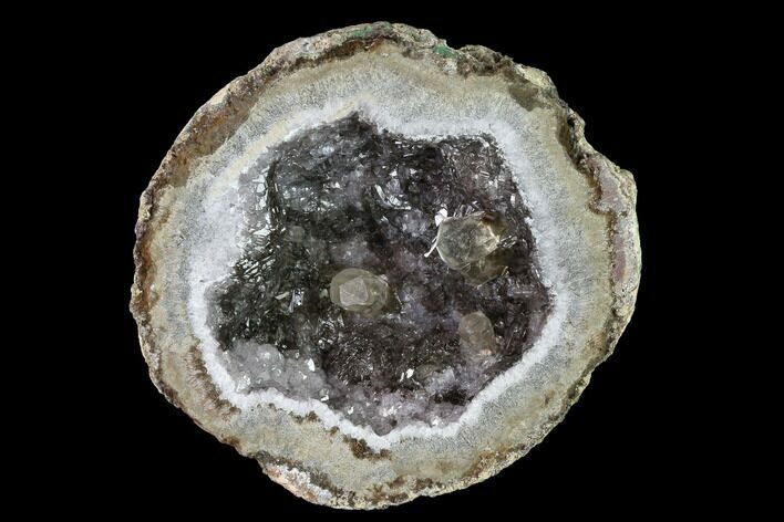 Las Choyas Coconut Geode Half with Quartz & Calcite - Mexico #145849